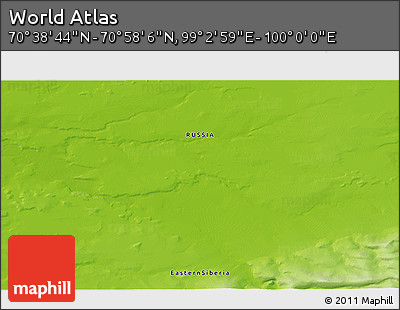 Physical 3D Map of the Area around 70° 48' 25" N, 99° 31' 30" E