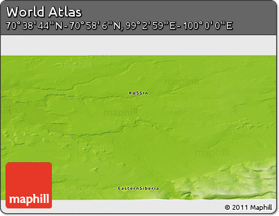Physical 3D Map of the Area around 70° 48' 25" N, 99° 31' 30" E