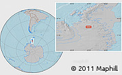 Gray Location Map of the area around 70° 1' 49" S, 65° 22' 30" W, hill shading