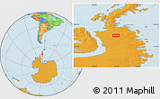 Political Location Map of the area around 70° 1' 49" S, 65° 22' 30" W