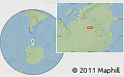 Savanna Style Location Map of the area around 70° 19' 23" S, 64° 31' 30" W, hill shading