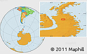 Political Location Map of the area around 70° 19' 23" S, 65° 22' 30" W
