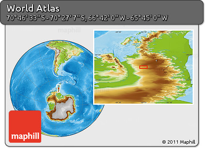 Physical Location Map of the Area around 70° 36' 50" S, 66° 13' 29" W