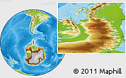 Physical Location Map of the area around 70° 36' 50" S, 66° 13' 29" W