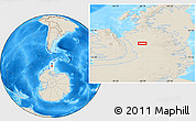 Shaded Relief Location Map of the area around 70° 36' 50" S, 66° 13' 29" W