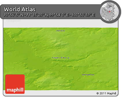 Physical 3D Map of the Area around 71° 5' 42" N, 100° 22' 30" E