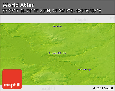Physical 3D Map of the Area around 71° 5' 42" N, 100° 22' 30" E