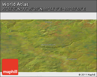 Satellite 3D Map of the Area around 71° 5' 42" N, 100° 22' 30" E