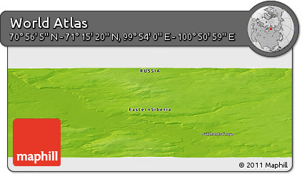 Physical Panoramic Map of the Area around 71° 5' 42" N, 100° 22' 30" E