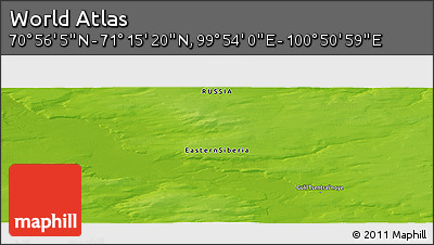 Physical Panoramic Map of the Area around 71° 5' 42" N, 100° 22' 30" E