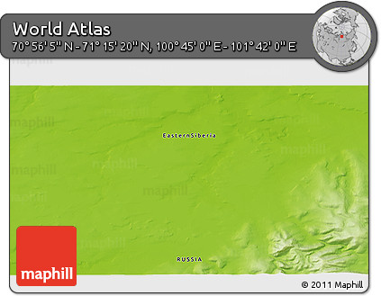 Physical 3D Map of the Area around 71° 5' 42" N, 101° 13' 29" E