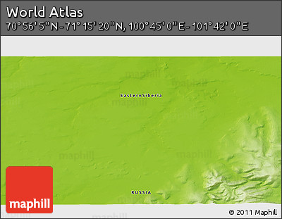 Physical 3D Map of the Area around 71° 5' 42" N, 101° 13' 29" E