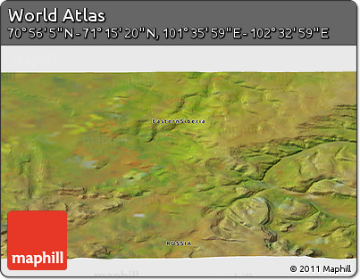 Satellite 3D Map of the Area around 71° 5' 42" N, 102° 4' 29" E