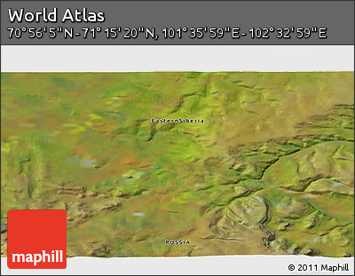 Satellite 3D Map of the Area around 71° 5' 42" N, 102° 4' 29" E