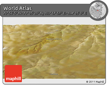 Satellite 3D Map of the Area around 71° 5' 42" N, 103° 46' 30" E