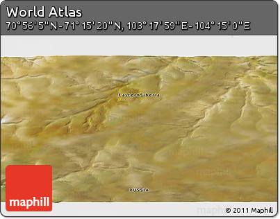 Satellite 3D Map of the Area around 71° 5' 42" N, 103° 46' 30" E