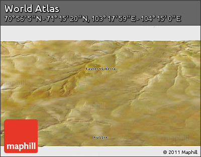 Satellite 3D Map of the Area around 71° 5' 42" N, 103° 46' 30" E