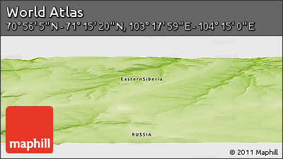 Physical Panoramic Map of the Area around 71° 5' 42" N, 103° 46' 30" E