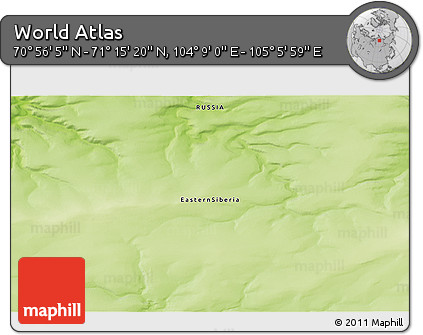 Physical 3D Map of the Area around 71° 5' 42" N, 104° 37' 30" E
