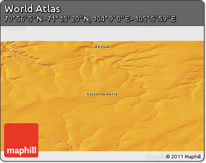 Political 3D Map of the Area around 71° 5' 42" N, 104° 37' 30" E
