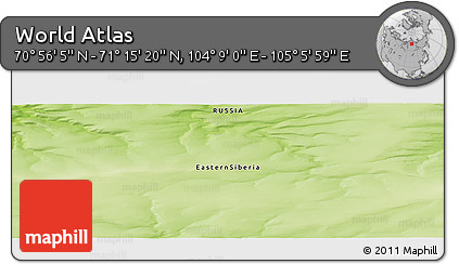 Physical Panoramic Map of the Area around 71° 5' 42" N, 104° 37' 30" E