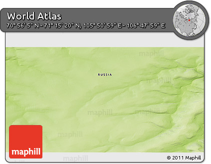 Physical 3D Map of the Area around 71° 5' 42" N, 106° 19' 29" E