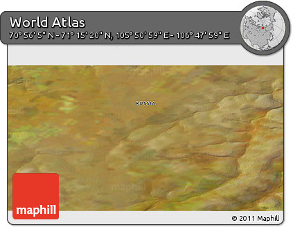 Satellite 3D Map of the Area around 71° 5' 42" N, 106° 19' 29" E