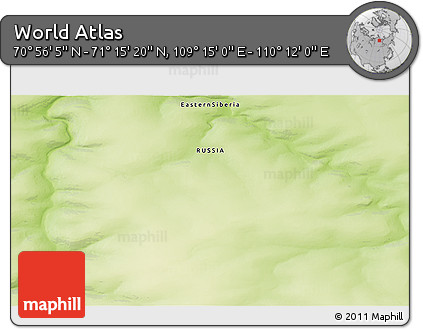 Physical 3D Map of the Area around 71° 5' 42" N, 109° 43' 29" E