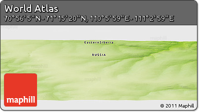 Physical Panoramic Map of the Area around 71° 5' 42" N, 110° 34' 29" E