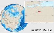 Shaded Relief Location Map of the area around 71° 5' 42" N, 112° 16' 30" E