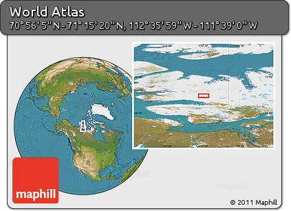 Satellite Location Map of the Area around 71° 5' 42" N, 112° 7' 30" W