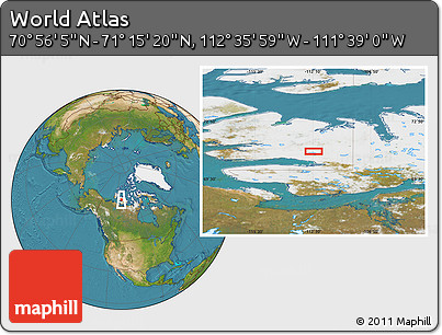 Satellite Location Map of the Area around 71° 5' 42" N, 112° 7' 30" W