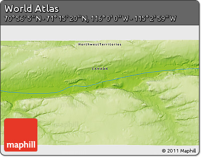 Physical 3D Map of the Area around 71° 5' 42" N, 115° 31' 30" W