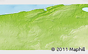 Physical 3D Map of the area around 71° 5' 42" N, 117° 13' 29" W