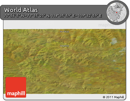 Satellite 3D Map of the Area around 71° 5' 42" N, 119° 4' 29" E