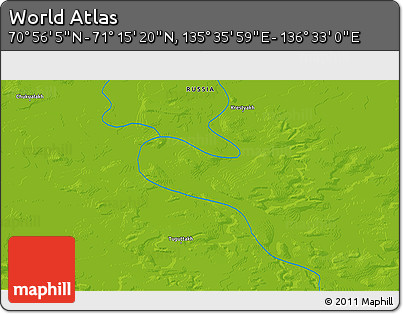 Physical 3D Map of the Area around 71° 5' 42" N, 136° 4' 29" E