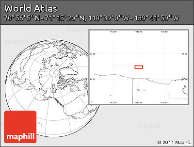 Blank Location Map of the Area around 71° 5' 42" N, 140° 10' 30" W