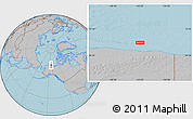 Gray Location Map of the area around 71° 5' 42" N, 145° 16' 30" W, hill shading