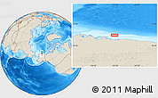 Shaded Relief Location Map of the area around 71° 5' 42" N, 151° 13' 29" W