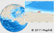 Shaded Relief Location Map of the area around 71° 5' 42" N, 152° 55' 30" W