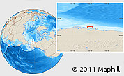 Shaded Relief Location Map of the area around 71° 5' 42" N, 153° 46' 30" W