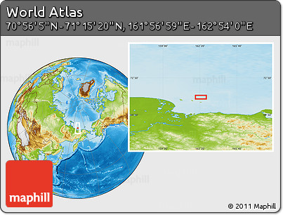 Physical Location Map of the Area around 71° 5' 42" N, 162° 25' 30" E