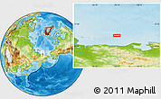 Physical Location Map of the area around 71° 5' 42" N, 165° 49' 29" E