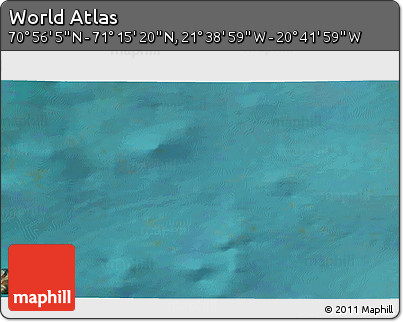 Satellite 3D Map of the Area around 71° 5' 42" N, 21° 10' 29" W