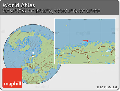 Savanna Style Location Map of the Area around 71° 5' 42" N, 23° 1' 29" E