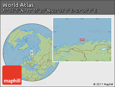 Savanna Style Location Map of the Area around 71° 5' 42" N, 23° 1' 29" E