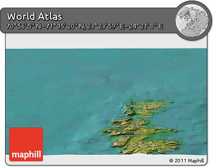 Satellite 3D Map of the Area around 71° 5' 42" N, 23° 52' 30" E
