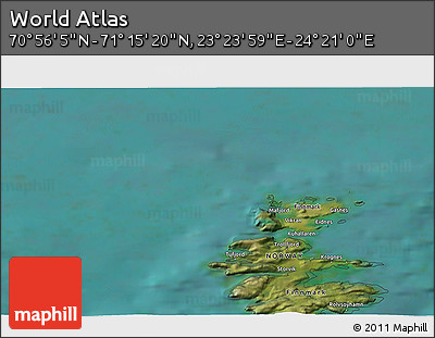 Satellite 3D Map of the Area around 71° 5' 42" N, 23° 52' 30" E