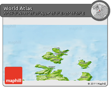Physical 3D Map of the Area around 71° 5' 42" N, 24° 43' 30" E