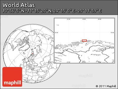 Blank Location Map of the Area around 71° 5' 42" N, 24° 43' 30" E